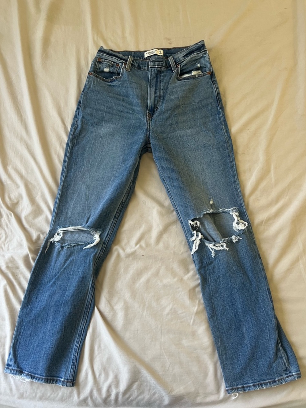 Abercrombie & Fitch Light Blue Distressed Denim Jeans